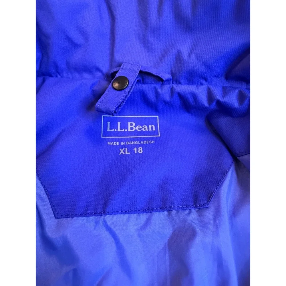LL Bean Kids XL 18 Discovery Rain Jacket Blue Colorblock Hooded Shell 295451
